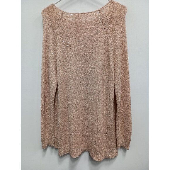 Chicos Sequin Shine Sweater Womens Large Paris Pink Pullover Holiday Fairy NWT - Picture 11 of 12